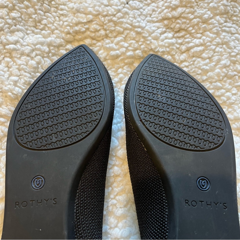 Rothy's The Point Womes Shoes Black 7.5 Knit Slip On Pointed Toe Ballet Flat - Picture 7 of 14